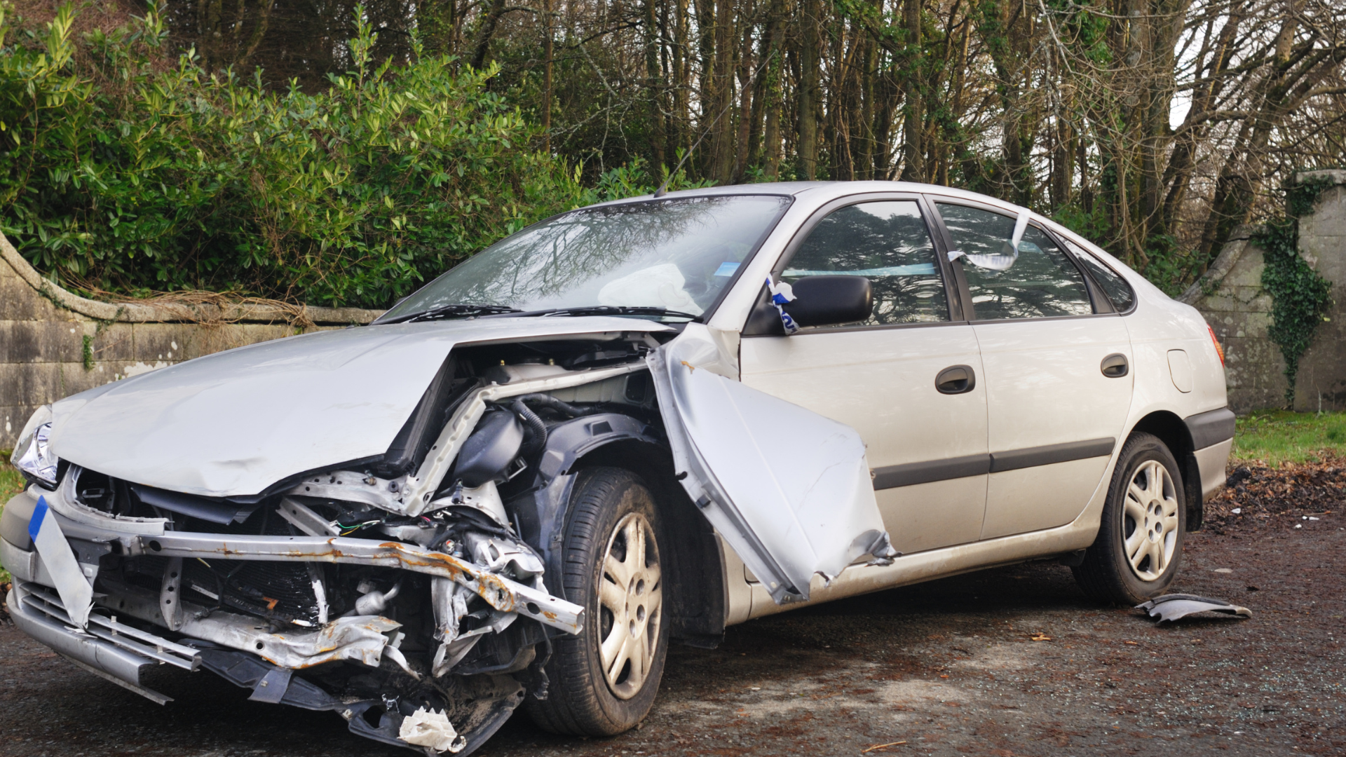 Car Wreck on the Side of the Road